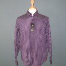 NWT Bugatchi Uomo 100% Cotton L/S Purple Box Check Shirt