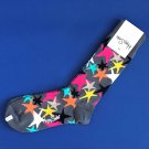 NWT Happy Socks Gray w/Multi-colored Stars Cotton Socks