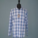 NWT Bugatchi Uomo L/S Blue Plaid & Paisley Print 100% Cotton Shirt - XL
