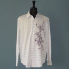 NWT 6611 Sixty Six Eleven L/S Blue & White Windowpane Embroidered 100% Cotton Shirt - XL