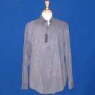 NWT 6611 Sixty Six Eleven L/S Blue Floral Embroidered 100% Cotton Shirt - XL