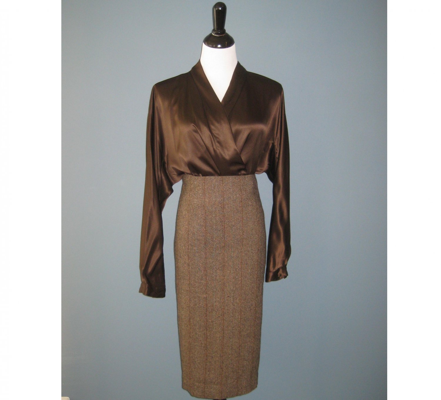 NWT Ralph Lauren Purple Label Brown Herringbone 100% Cashmere Skirt - 14 -- FINAL SALE