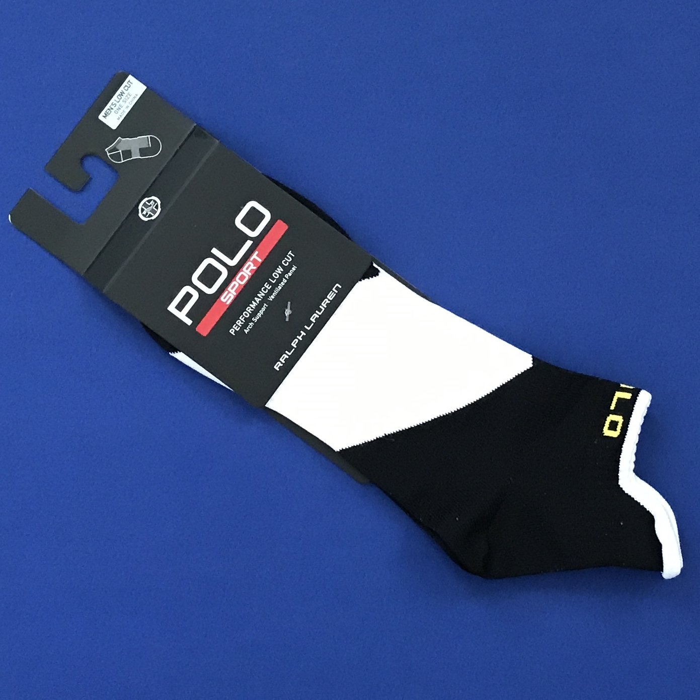 NWT Polo Sport Ralph Lauren White/Black Performance Low Cut Footie Ankle Socks