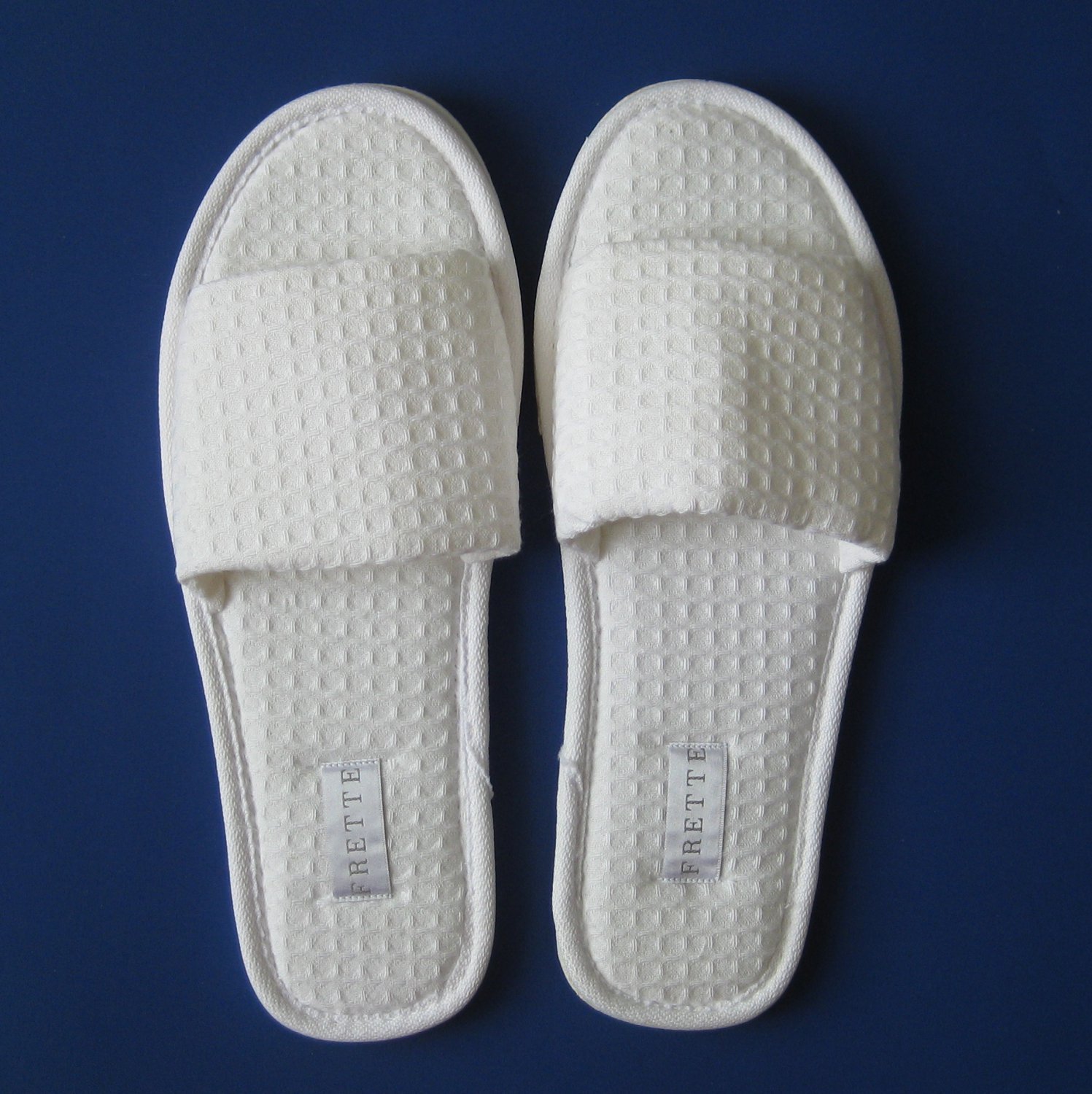 Nip Frette 100 Cotton White Open Toe Waffle Weave Spa Slippers 10 12 6553