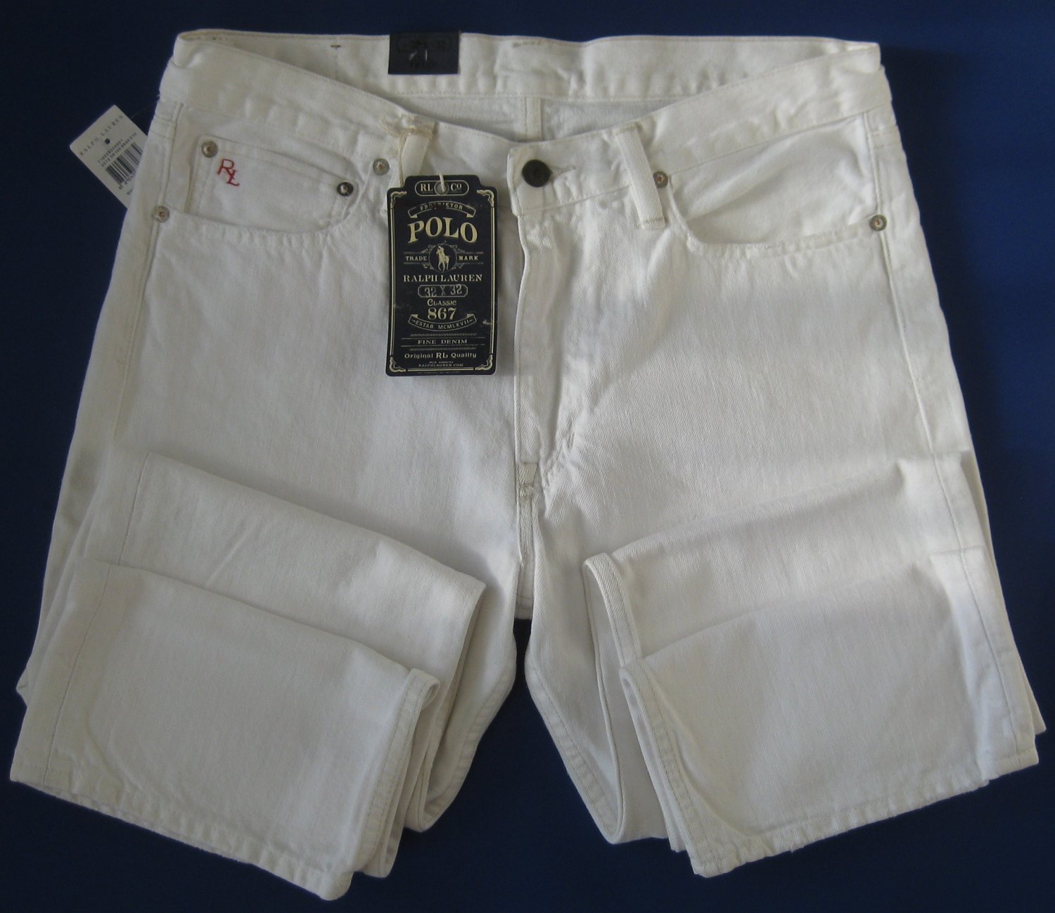 NWT Polo Ralph Lauren White 100% Cotton Classic 867 Distressed Denim ...