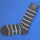 NWT Brooks Brothers Greenish Gray w/Gray Merino Wool Striped Knit Trouser Dress Socks