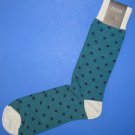 NWT Barneys New York Italian Made Green w/Navy Dots Cotton Knit Socks