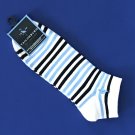NWT Tailorbyrd White Blue Black Striped Cotton Blend Ankle Socks