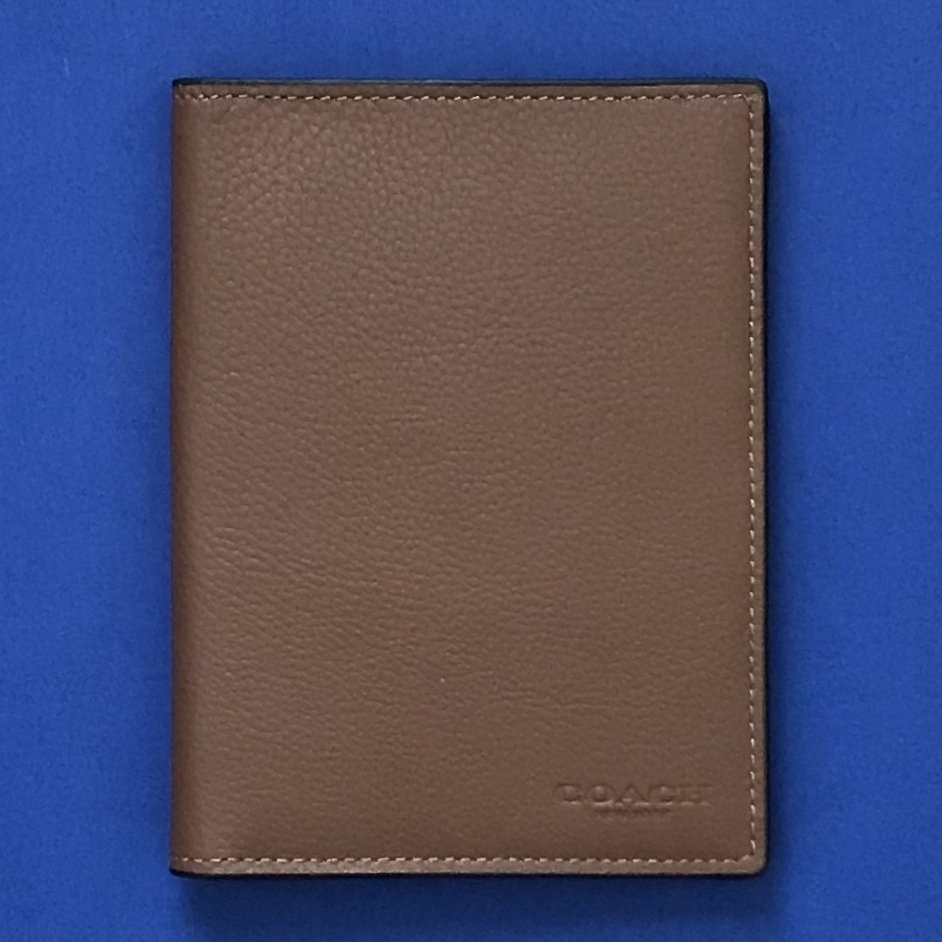 NWT Coach RFB Dark Saddle Leather Passport Holder Case 93604
