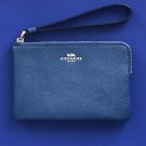 NWT Coach Ink Blue Crossgrain Leather Zip Wristlet Clutch Wallet Case #F58032