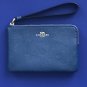 NWT Coach Ink Blue Crossgrain Leather Zip Wristlet Clutch Wallet Case #F58032