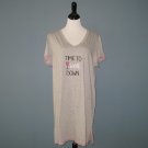 NWT René Rofé Gray 'Time to Wine Down' Cotton Graphic Tee Sleep Shirt Nightshirt Nightgown - 2X