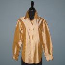 Pre-Owned Ellen Tracy Golden Beige 100% Silk Shantung L/S Blouse - 10