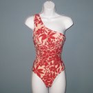 NWT Red Carter Ruby Floral Shirred One Shoulder One Piece Maillot Swimsuit - XS