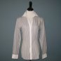 NWT Brooks Brothers White w/Black Stripes L/S Fitted Non-Iron 100% Cotton Shirt Blouse - 10