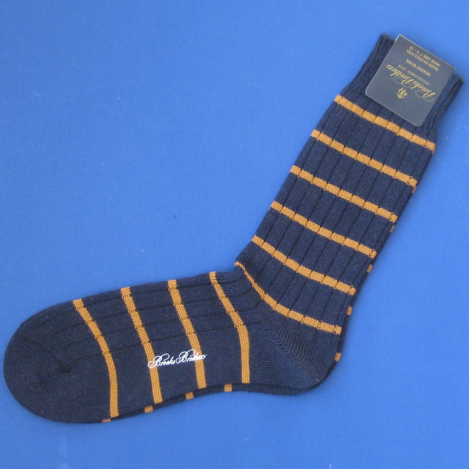 NWT Brooks Brothers Navy Blue w/Orange Merino Wool Striped Knit Trouser