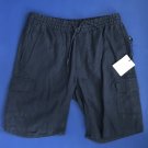 NWT Onia Tom Cargo 100% Linen Deep Navy Flat-front Drawstring Shorts - M
