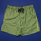NWT Jared Lang Men's Green/Black Fluorescent Grid  Swim Trunks - L