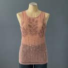 NWT Krizia Sportswear Sheer Pink Sequined Tank Top - 44 (US 10) - FINAL SALE