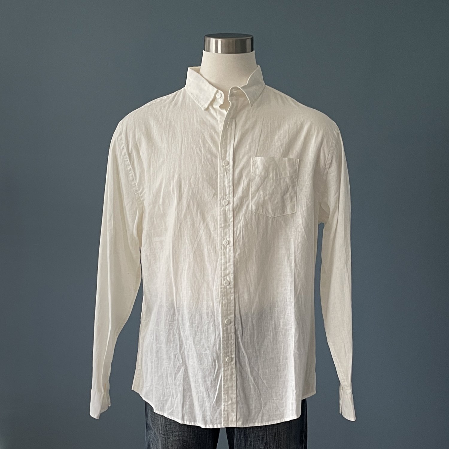 NWT Onia Abe Linen & Cotton Blend Off White Ivory L/S Shirt - XXL