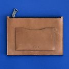 NEW Coach Tan Leather Slim Tech Zip Top Envelope