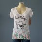 NWT True Religion White Tropical Paradise Fade V-Neck Modal Blend S/S T-Shirt Top - S