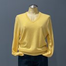 NWT Polo Ralph Lauren Yellow 100% Cashmere Knit L/S V-Neck Sweater - S