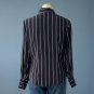 Pre-Owned Ellen Tracy Semi Fitted Black Stripe 100% Silk L/S Blouse - 6P