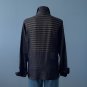 Pre-Owned Ellen Tracy Sheer Black Silk & Cotton Organza Pleated Tunic Blouse - 8