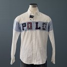 NWT Polo Ralph Lauren White 100% Cotton POLO Block Letter L/S Shirt - M