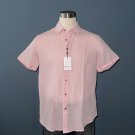 NWT Robert Graham Borsi Pink Linen Cotton Short Sleeve Button Front Shirt - L