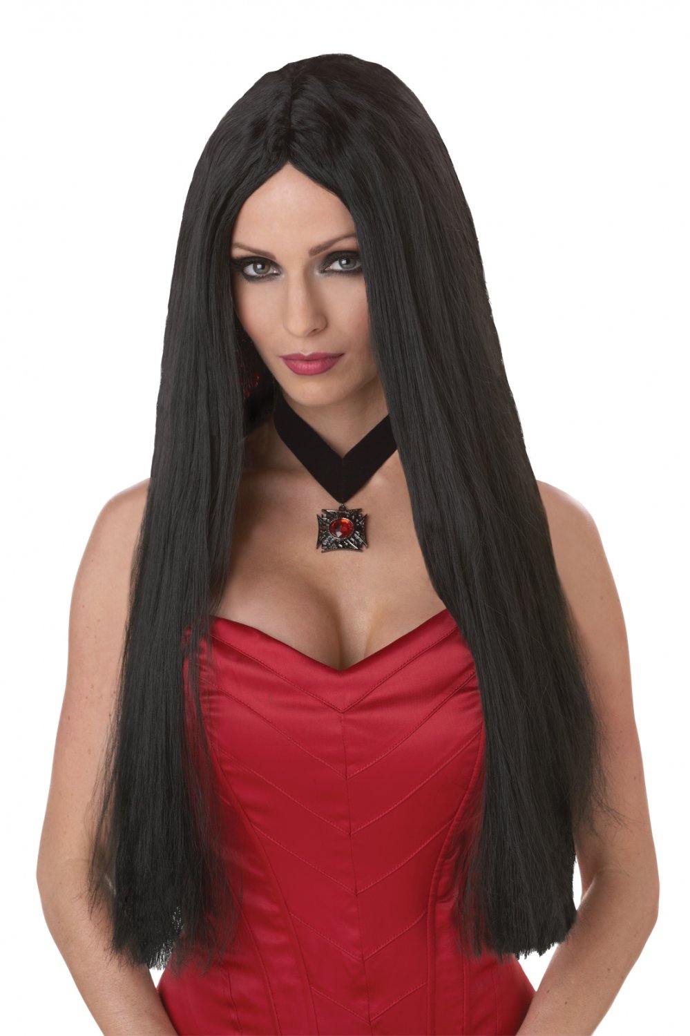 70042 Dark Gothic Vampire Long Flowing Adult Costume Wig 0320