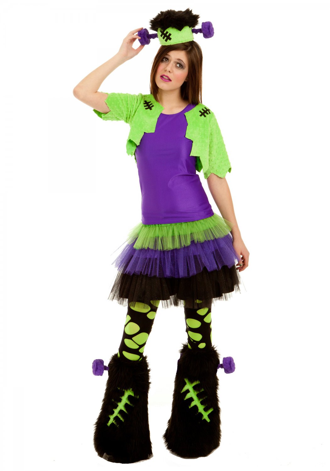 #4007L Cool Frankenstein Girls Furry Creature Tween Costume Size: Large