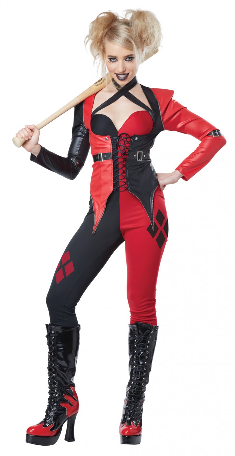 Size: Medium #01359 Harley Quinn Psycho Jester Chick Clown Adult Costume