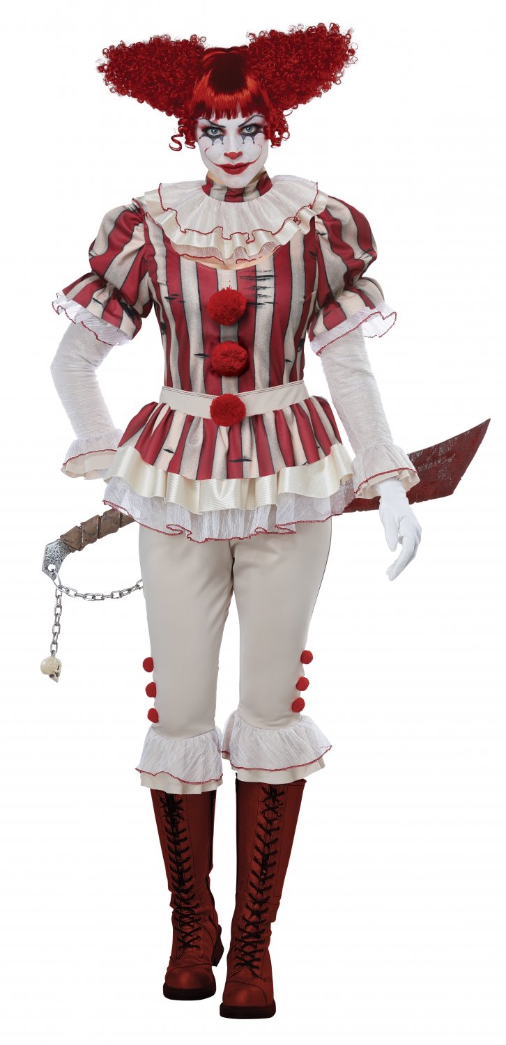 Size: Medium #00735 Jester Harley Quinn IT Killer Joker Sadistic Clown Adult Costume