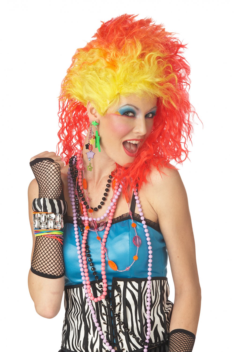 #70601  Punk Rock True Colors 80's  Cyndi Lauper Adult Costume Wig