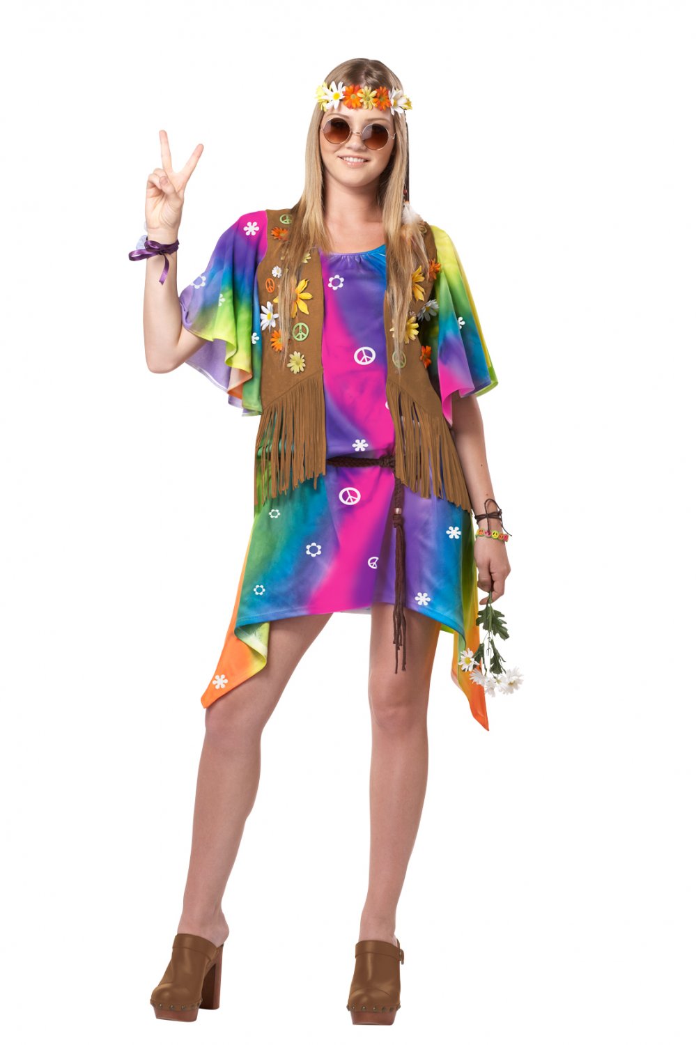 Size: (7-9) #05054 Flower Child 60's Hippie Groovy Girl Teen Costume
