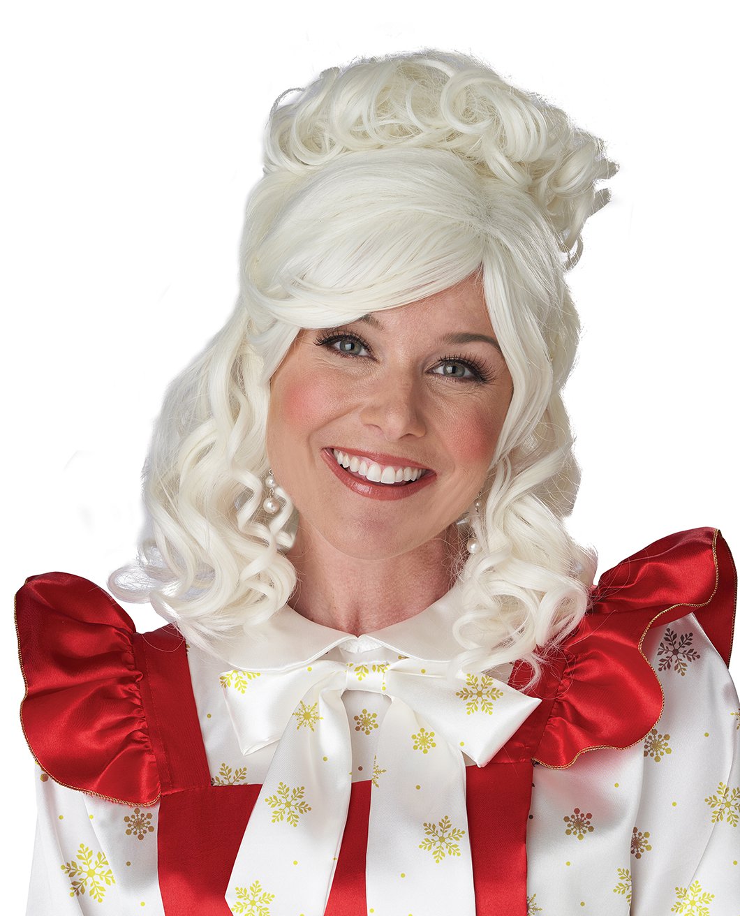 #7020-112 Mrs. Santa Claus Wig and Bun Clip Adult Costume.