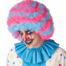 #7221-219  Creepy Pink and Blue Afro Spiral Clown Wig
