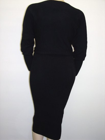 black boat neck suit