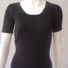 JOSEPH A LUXURIOUS METALLIC RIBBED BLACK SWEATER TOP-MEDIUM
