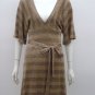 "FIRE" BROWN BELTED LUREX SWEATER SOFT KNIT DRESS-M SLIM, KIMONO, A LINE