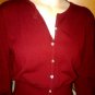 Red Button Down Soft Wide Waist Tab Ribbed NSweater/ One button missing- Medium