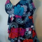Swim solutions exotic print v neck tankini top SWIMSUIT   print sz 10