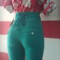 COLORED HIGH WAIST CORSET STRETCH SKINNY JEANS DENIM, BLUE, PINK, GREEN, ORANGE