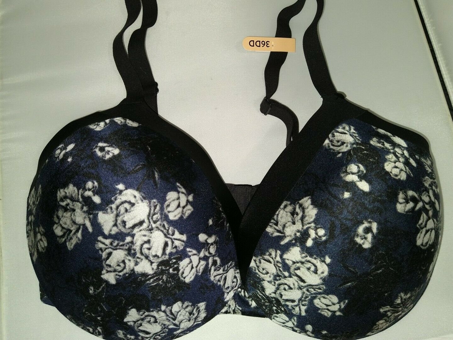 Maidenform Comfort Devotion Bra Floral Print Black Blue