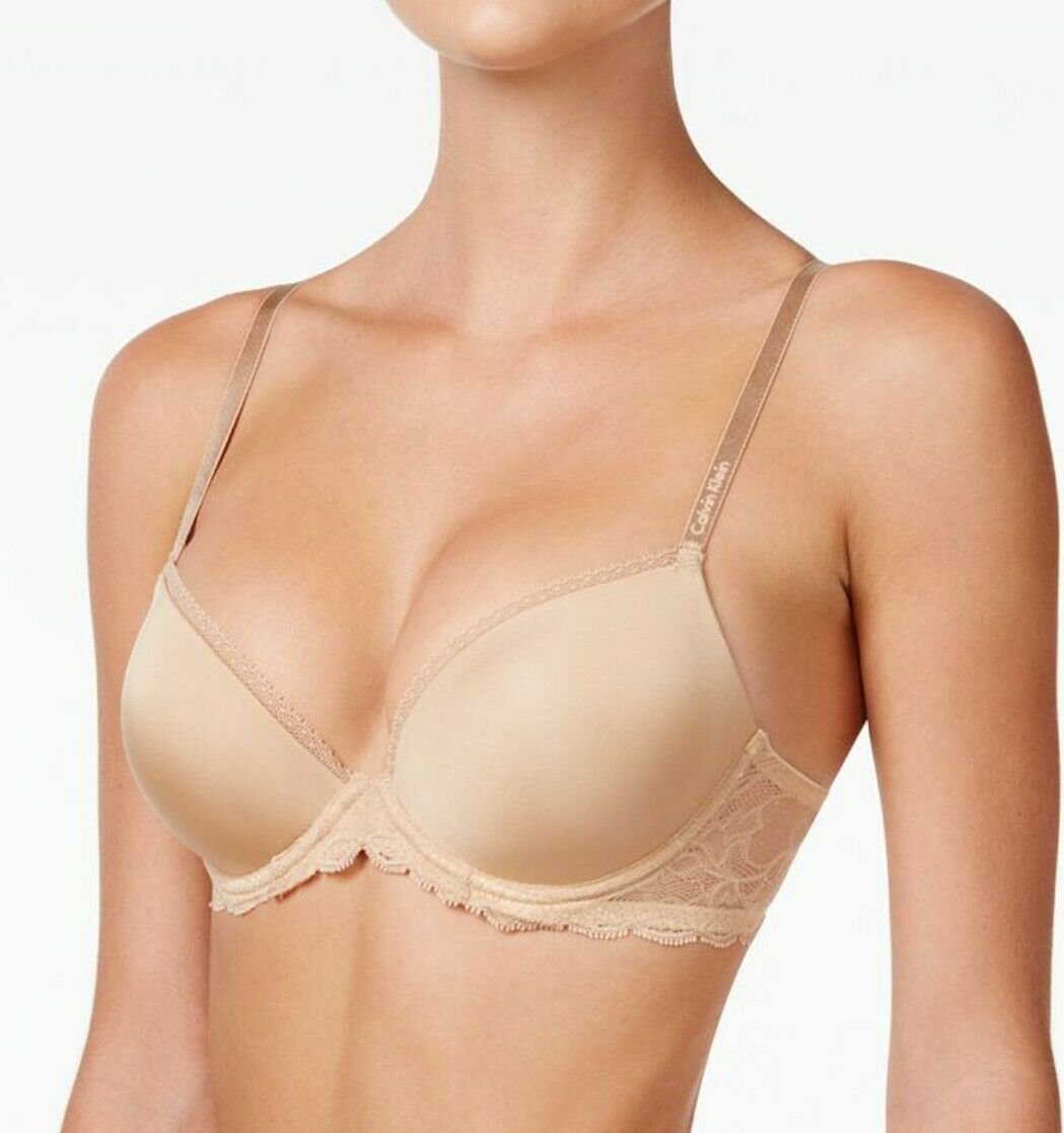 Calvin Klein Seductive Comfort Lace Demi Bra Beige 36b Qf1444 