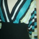NWT Heart N Soul Women's V-neck Sweater Kimono knit pullover Top. Black/Teal /MD