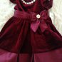 Toddler Rare Editions Burgundy Velour Party, Pearls Holiday Dress Size 12 Months