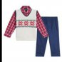 TFW Little Boys 3 Piece snowflakes Sweater Vest Pant Set 12M